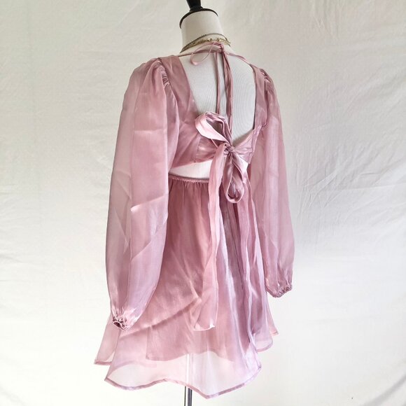 Pink Organza Mini Party Dress - Picture 7 of 13